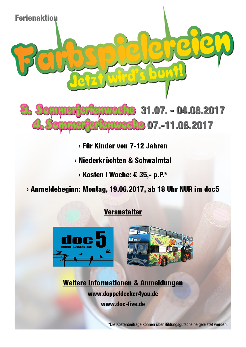 Flyer Ferienspielaktion 2017 Farbspielereien