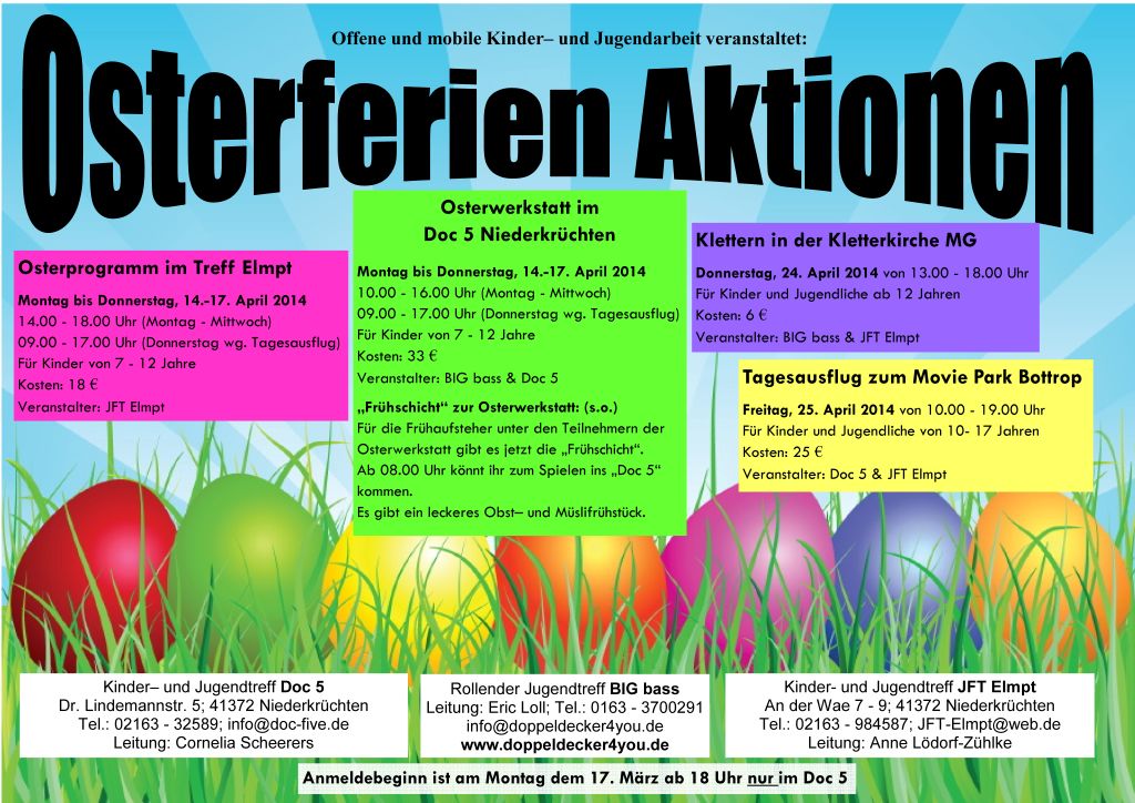 Osterferien Aktionen 2014 Plakat